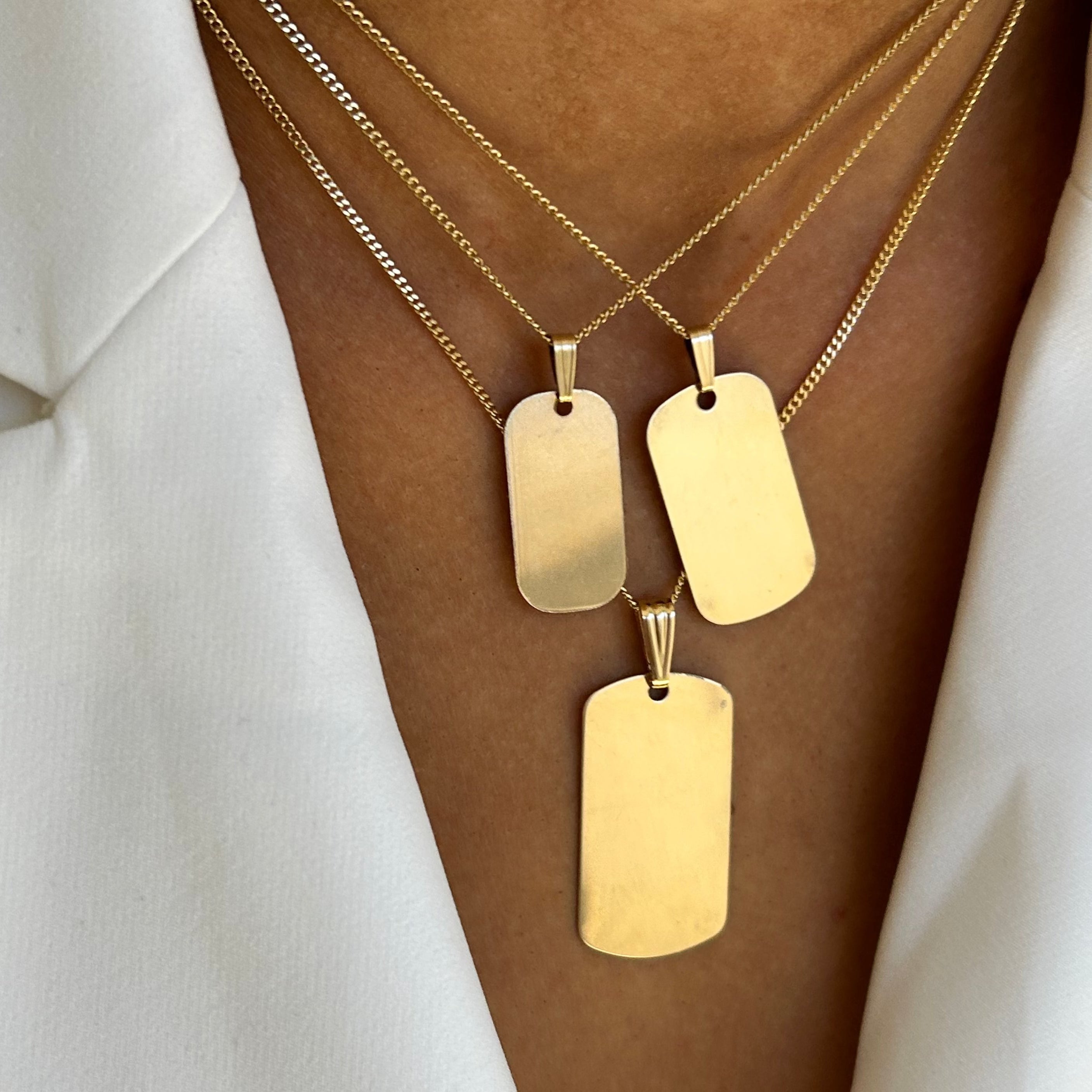 14k Gold Necklace Tiny Dog Tag Necklace Mini Dog Tag Necklace