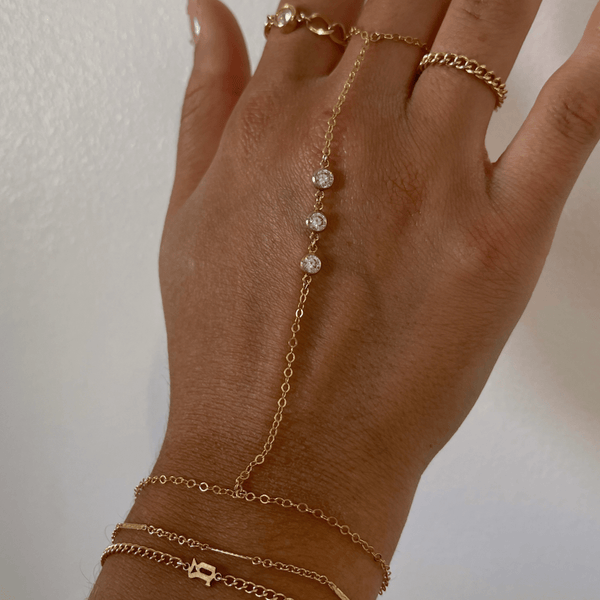Sterling Silver Hand chain | Dainty Crystal Hand Jewelry – AMYO Bridal