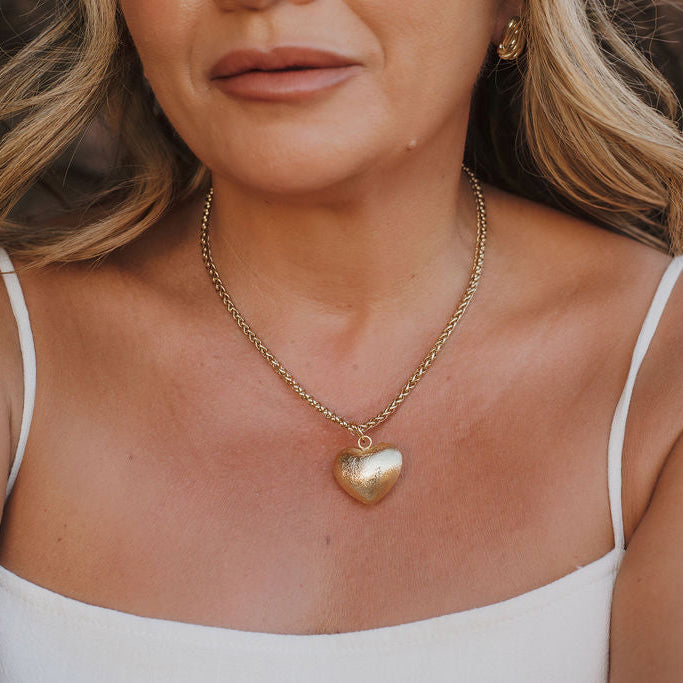 Vista Chunky Heart Necklace – Gold-Filled Textured Heart Pendant | Truly Blessed Jewels - Truly Blessed Jewels