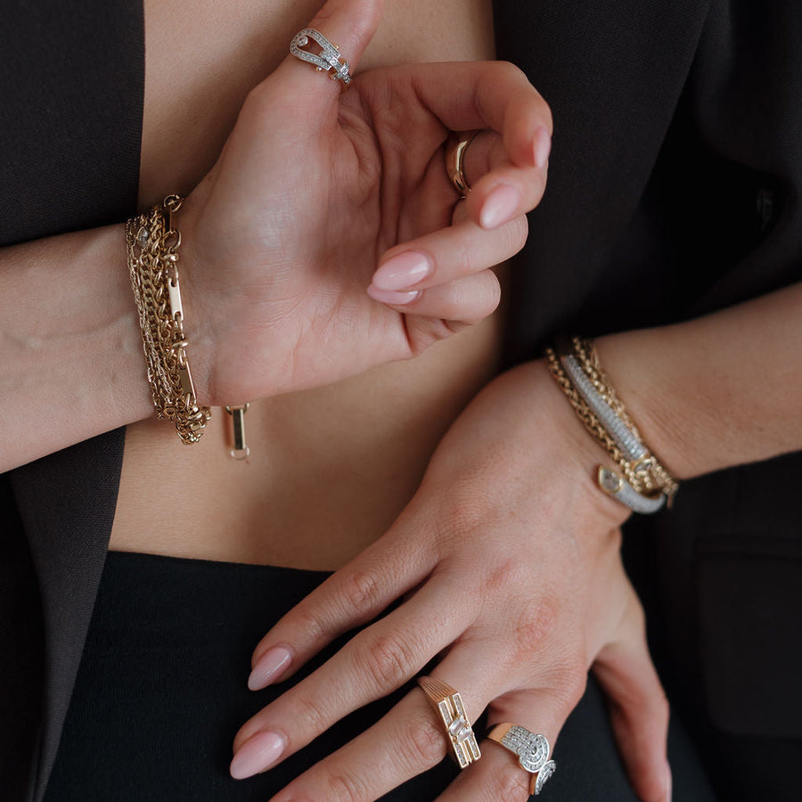 Frontier CZ Cuff Bracelet - Gold Adjustable Bangle by Truly Blessed Jewels