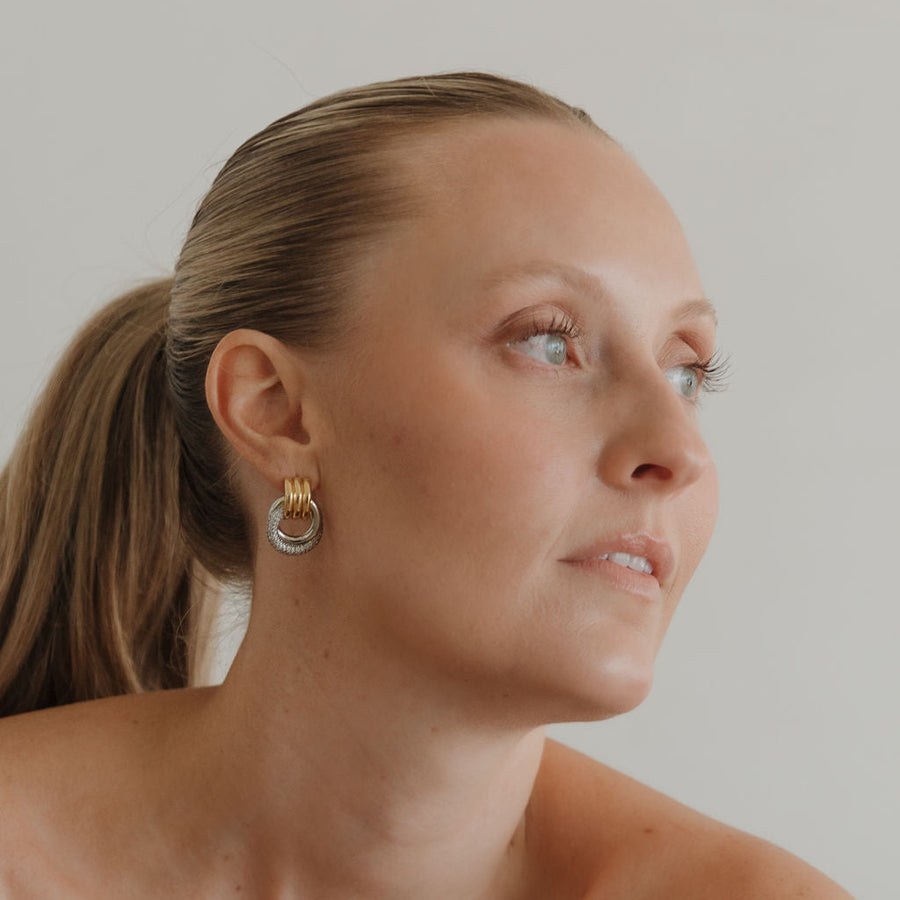 Dusk Knot Earrings – Gold-Filled Mixed Metal CZ Hoops | Truly Blessed Jewels - Truly Blessed Jewels