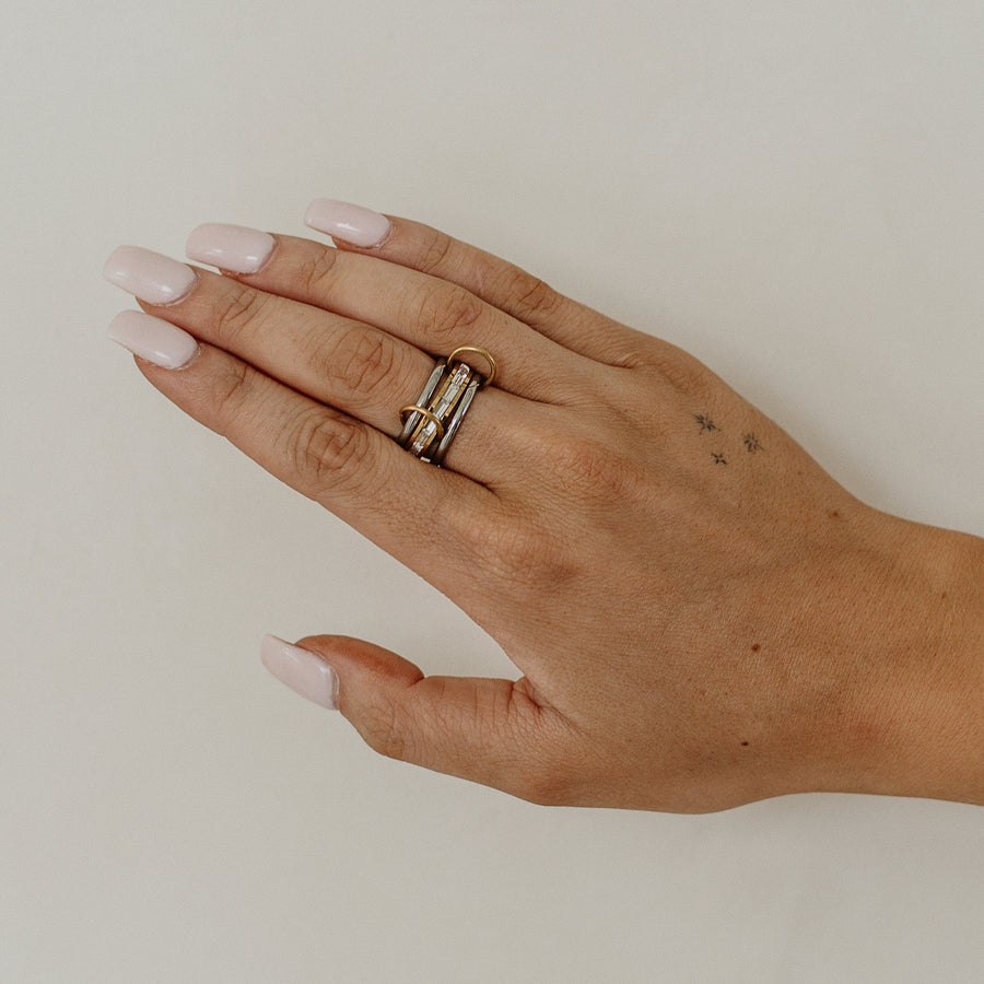 Wrigley Mixed Metal Ring – Stainless Steel Baguette Band | Truly Blessed Jewels - Truly Blessed Jewels