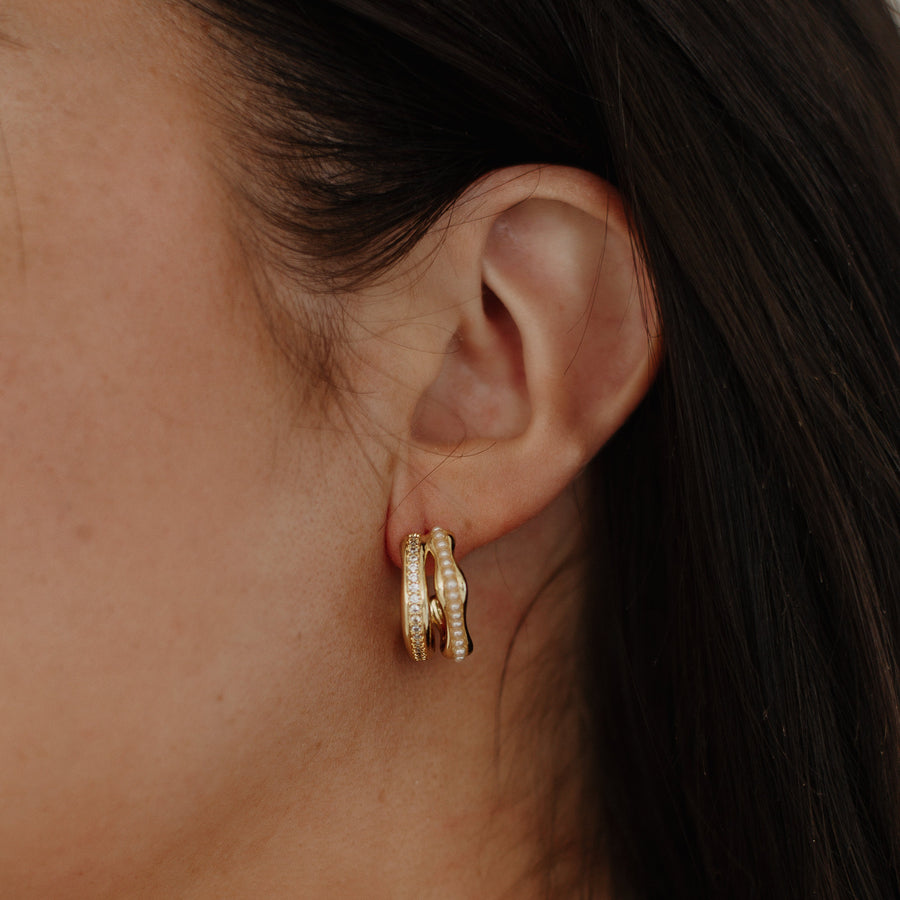 Keshi Pearl CZ Hoops – Gold-Filled Statement Earrings | Truly Blessed Jewels - Truly Blessed Jewels