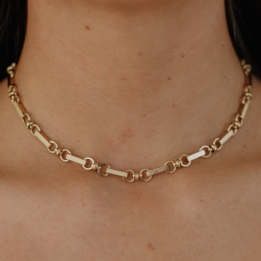 Mesa Gold Linked Bar Necklace – 24k Gold Overlay | Truly Blessed Jewels - Truly Blessed Jewels