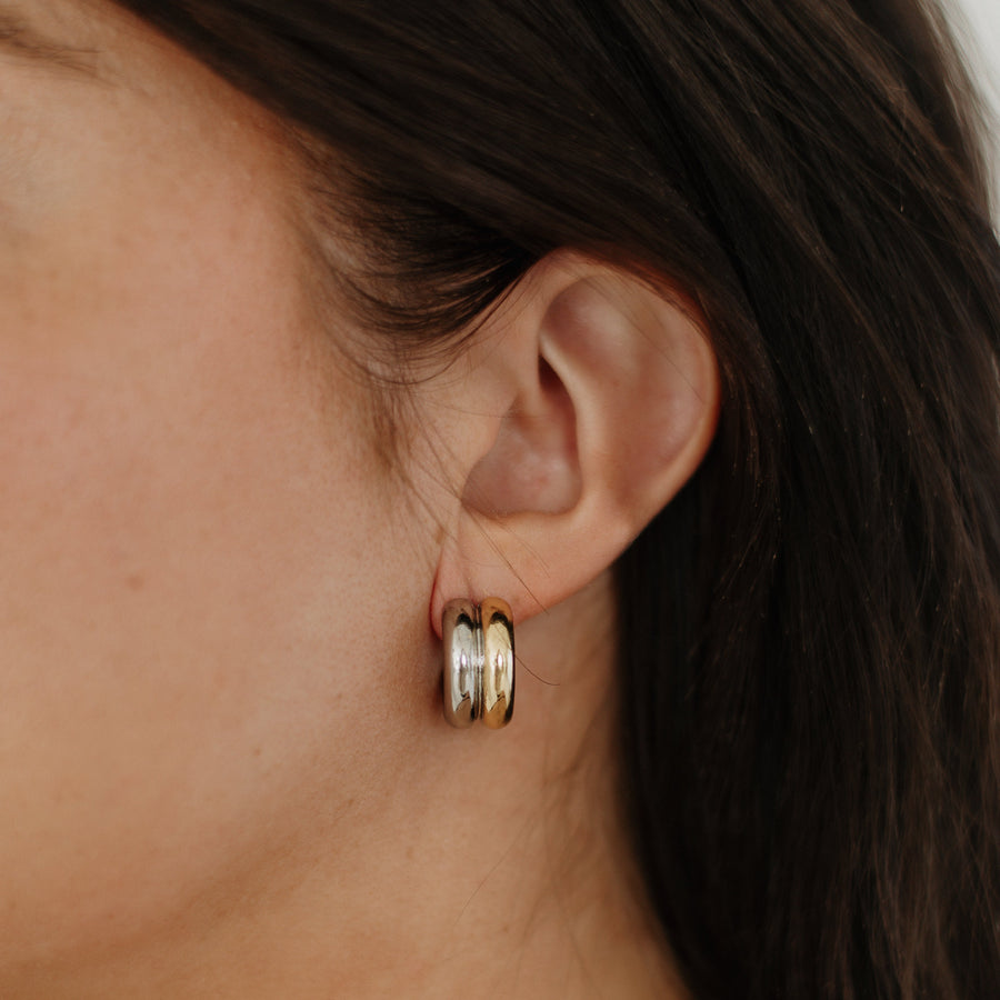 Dawn Mixed Metal Hoop Earrings – Gold & Silver Dual-Tone Hoops | Truly Blessed Jewels - Truly Blessed Jewels