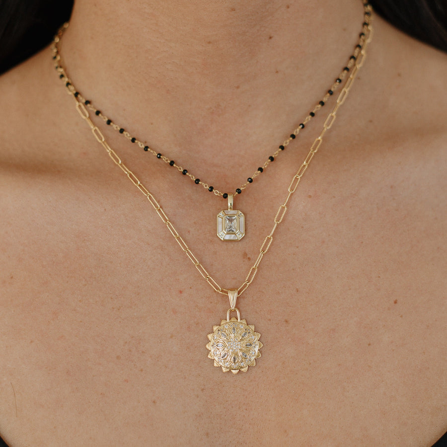 Oceana Layered CZ Charm Necklace – Gold-Filled with Black Onyx Beads | Truly Blessed Jewels - Truly Blessed Jewels