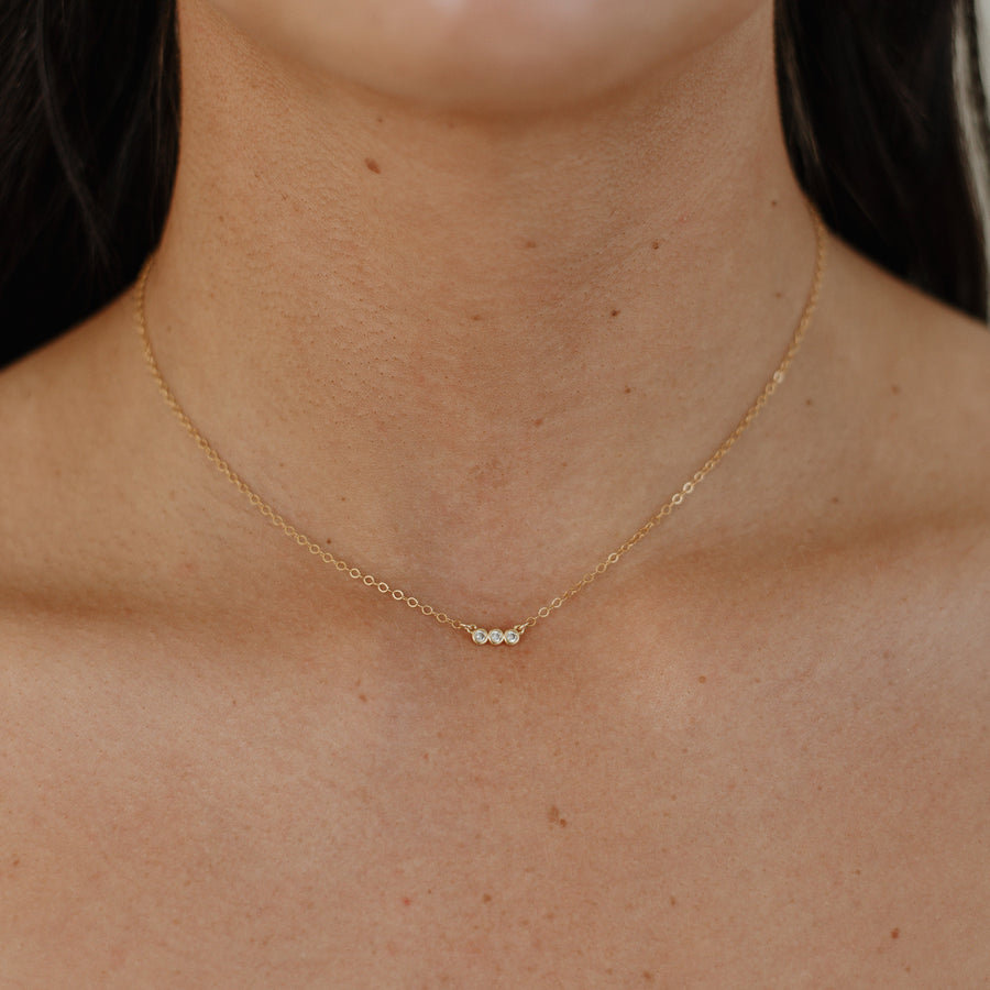 Lagoon CZ Necklace – Dainty Gold Triple Stone Chain | Truly Blessed Jewels - Truly Blessed Jewels