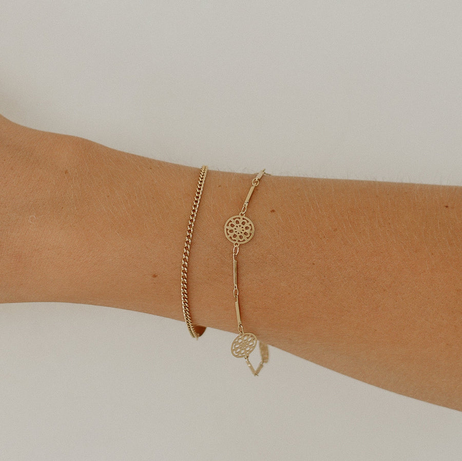 Seaside Gold Medallion Bracelet – Dainty Floral Chain | Truly Blessed Jewels