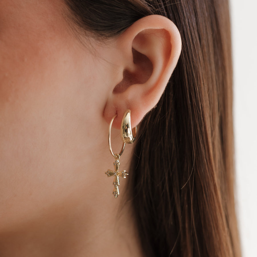 Riviera Cross Hoop Earrings – Gold-Filled Crystal Cross Hoops | Truly Blessed Jewels - Truly Blessed Jewels