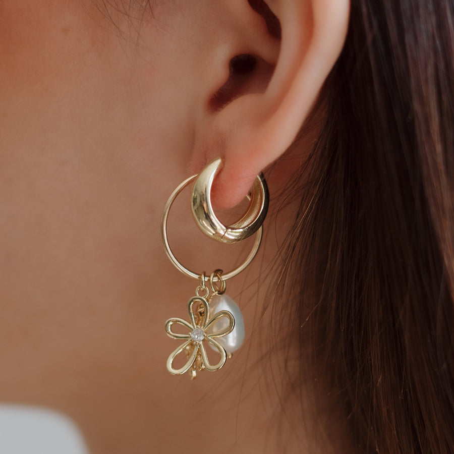 Pacifica Dangle Hoop Earrings – Gold-Filled Floral & Pearl Charms | Truly Blessed Jewels - Truly Blessed Jewels