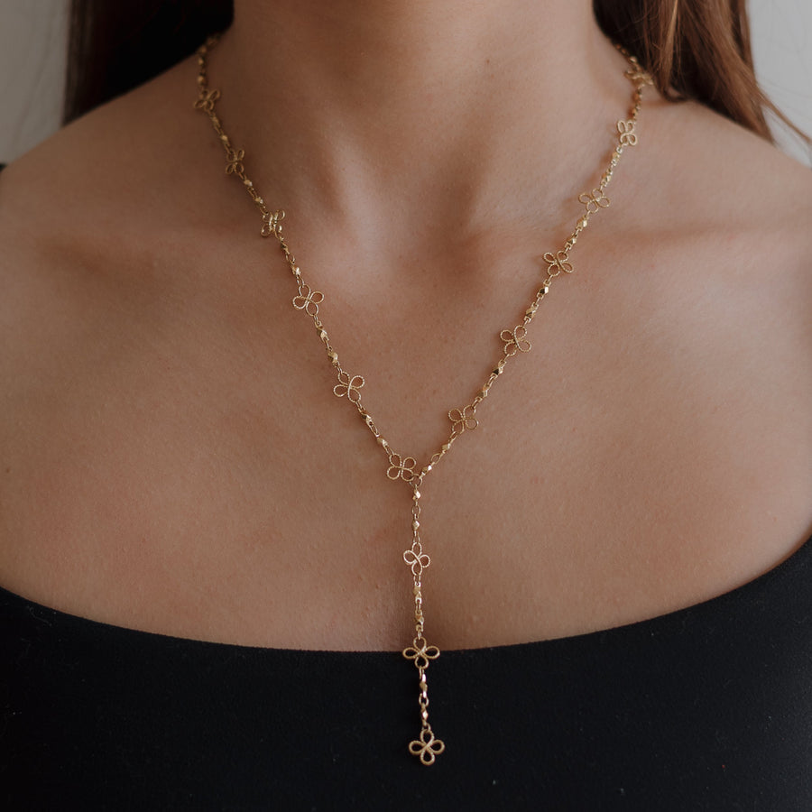 Poppy Flower Drop Necklace – Dainty Gold Floral Y Chain | Truly Blessed Jewels - Truly Blessed Jewels