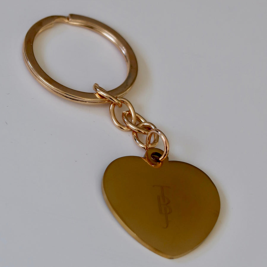 Gold Engraved Heart Keychain