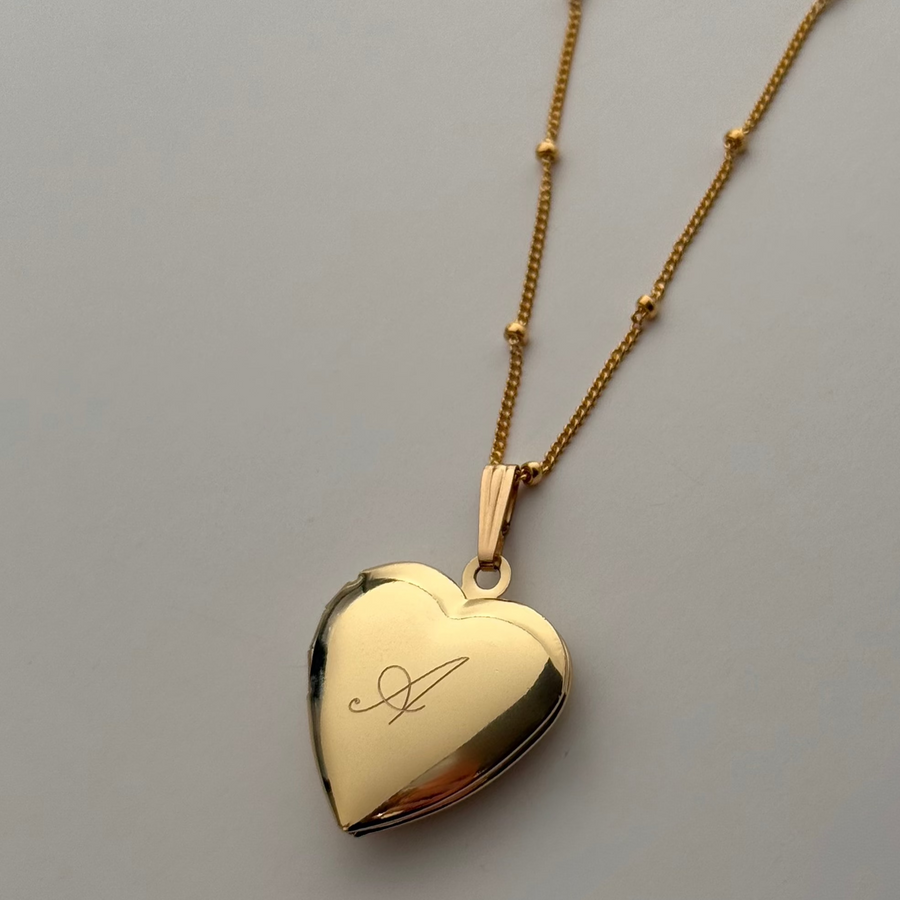 Gold Engraved Simple Locket Necklace