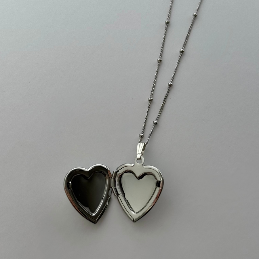 Silver Engraved Simple Locket Necklace