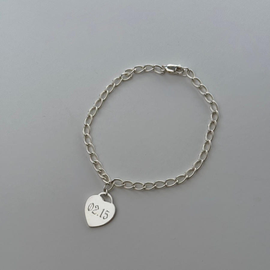 Silver Engraved Heart Bracelet