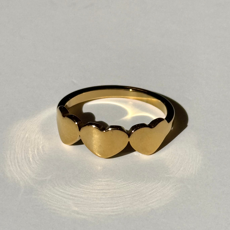 Gold Triple Heart Ring