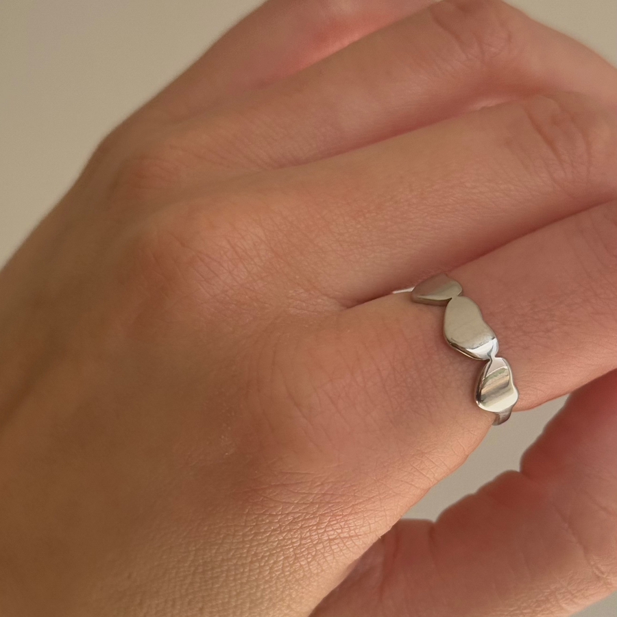 Silver Triple Heart Ring