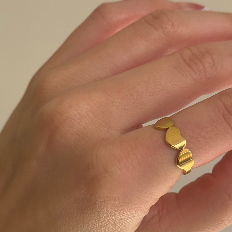 Gold Triple Heart Ring