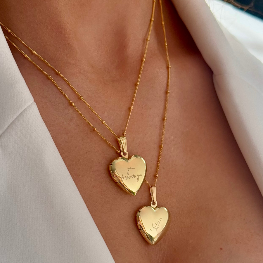 Gold Engraved Simple Locket Necklace