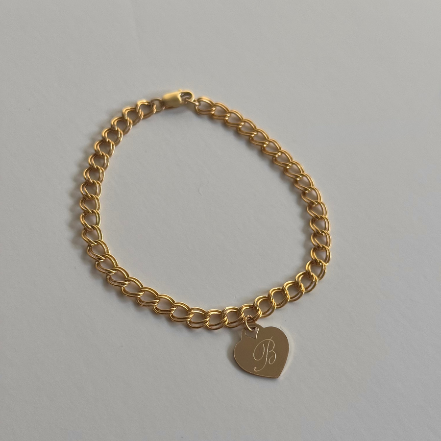 Gold Engraved Heart Bracelet