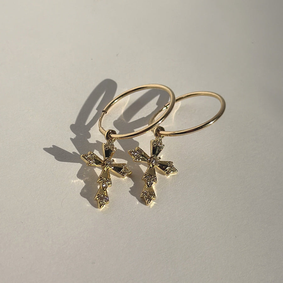 Riviera Cross Hoop Earrings – Gold-Filled Crystal Cross Hoops | Truly Blessed Jewels - Truly Blessed Jewels