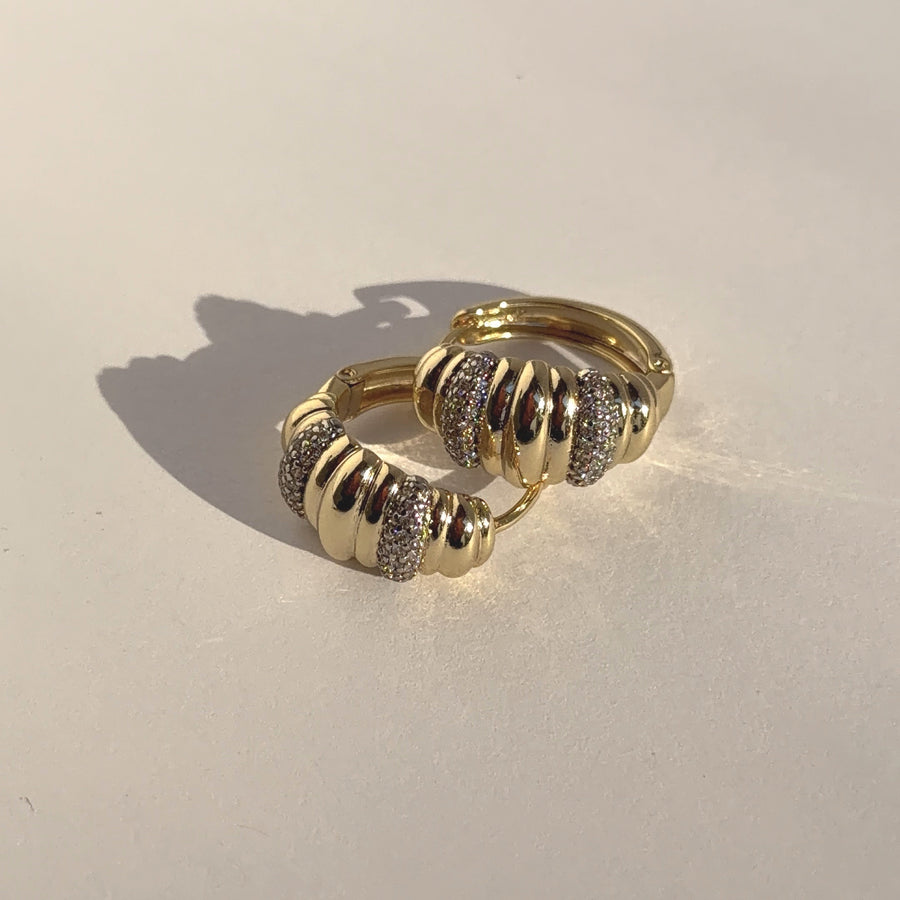 Canyon CZ Hoops – Gold-Filled Sculpted Statement Earrings | Truly Blessed Jewels - Truly Blessed Jewels