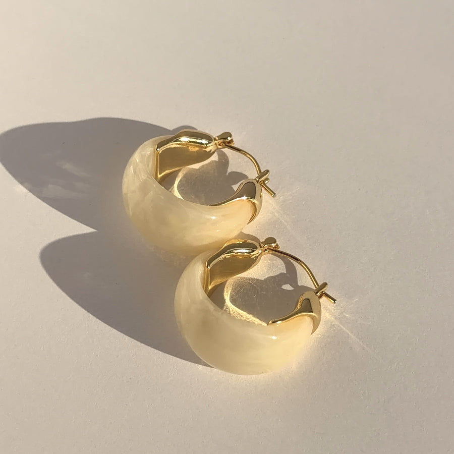 Isle Resin Earrings – Gold & Marbled Resin Hoops | Truly Blessed Jewels - Truly Blessed Jewels