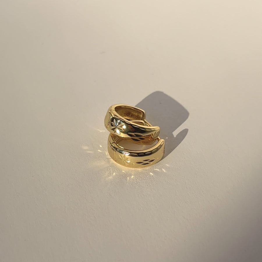 Lowell Gold Hoops – Engraved 18k Gold-Filled Earrings | Truly Blessed Jewels - Truly Blessed Jewels