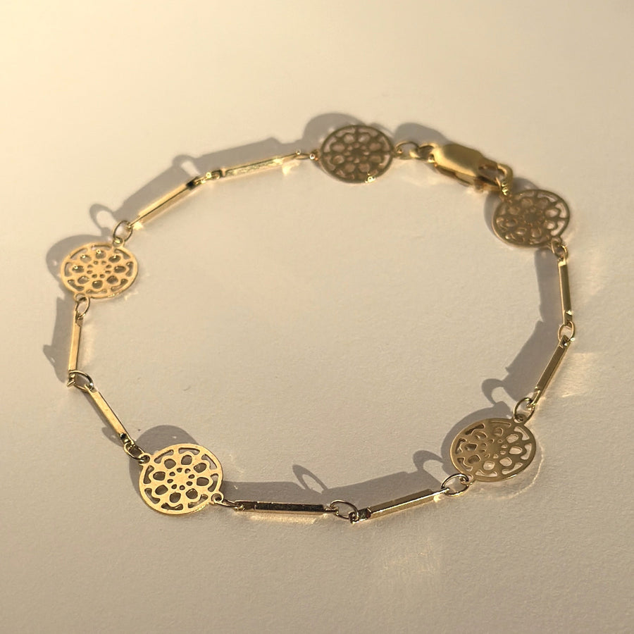 Seaside Gold Medallion Bracelet – Dainty Floral Chain | Truly Blessed Jewels