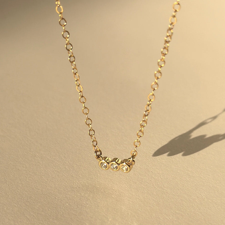 Lagoon CZ Necklace – Dainty Gold Triple Stone Chain | Truly Blessed Jewels - Truly Blessed Jewels
