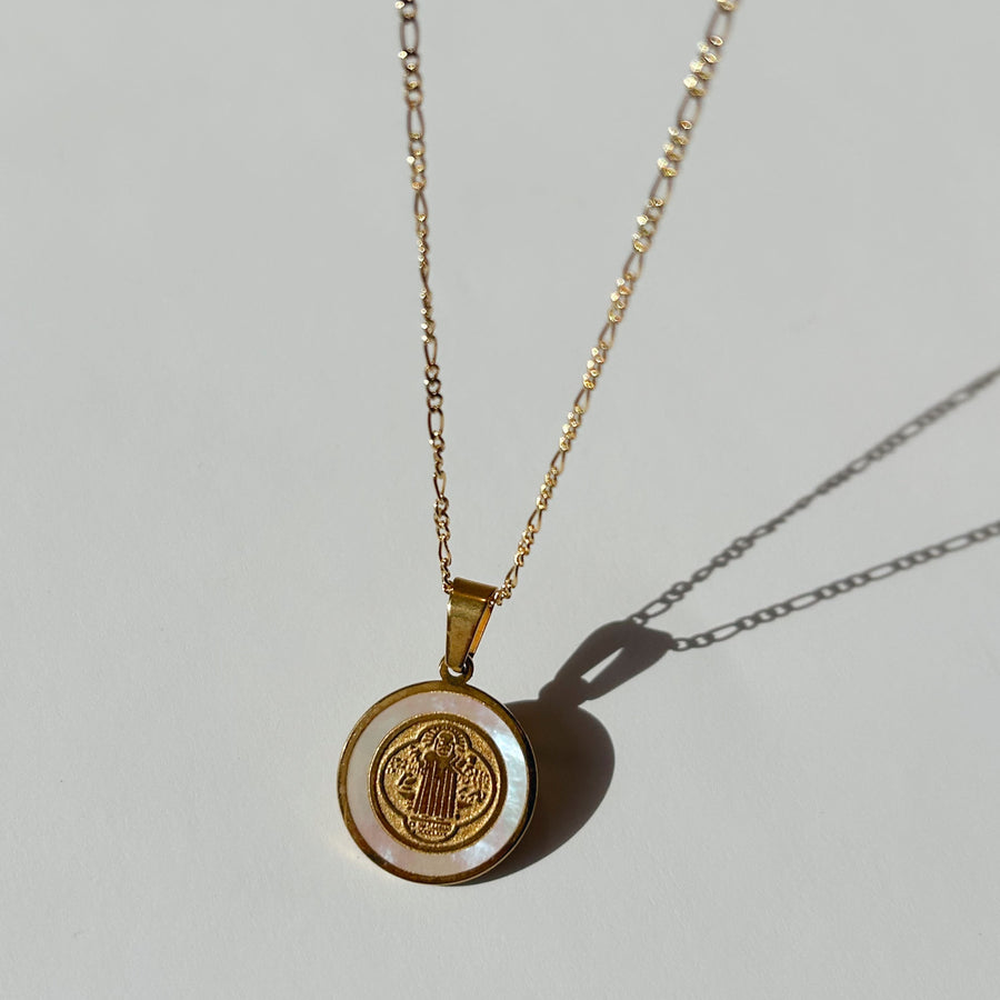 Necklace - Saint Benedict Medal | 18K Yellow Gold – Marzia Empire