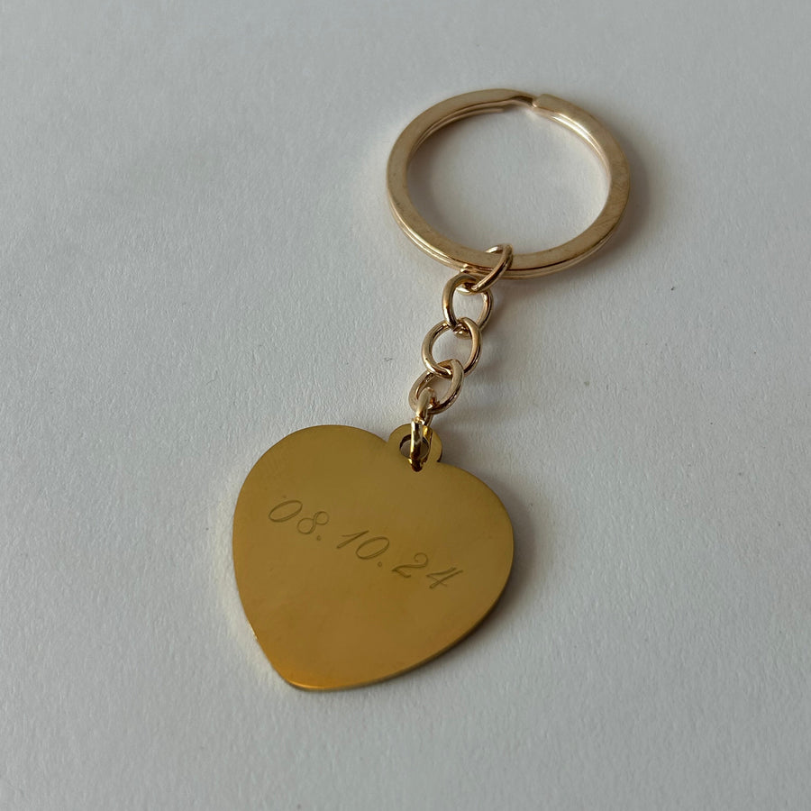 Gold Engraved Heart Keychain - Truly Blessed Jewels
