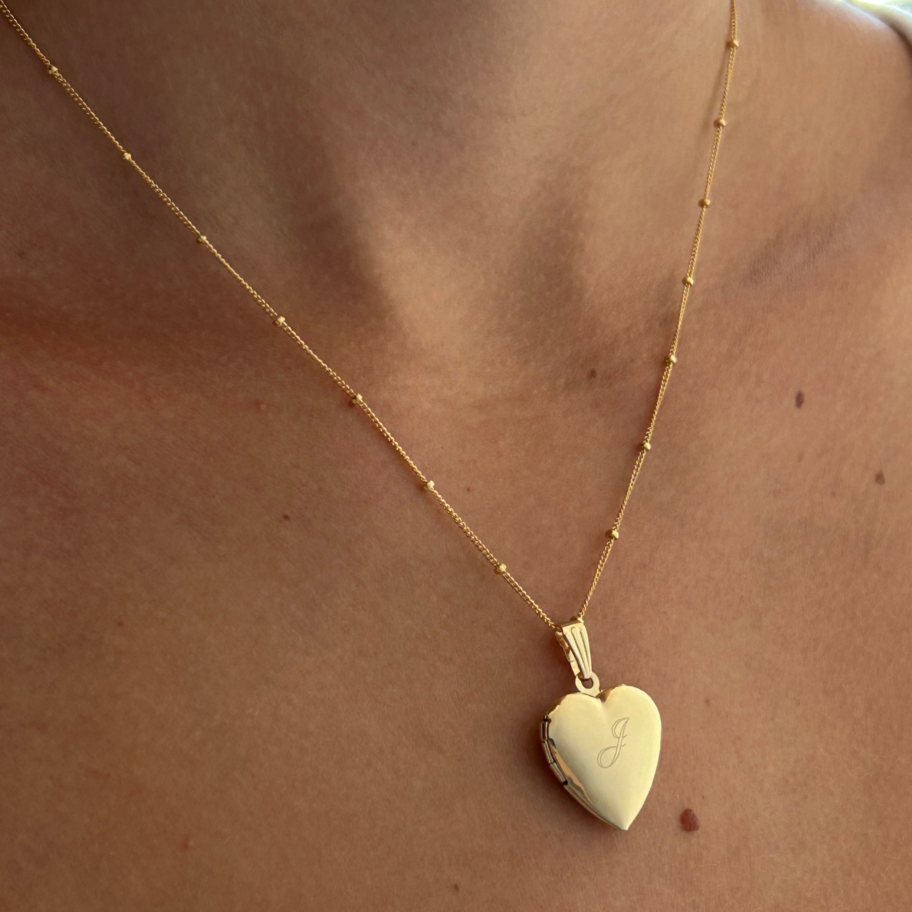 Gold Engraved Simple Locket Necklace | Truly Blessed Jewels