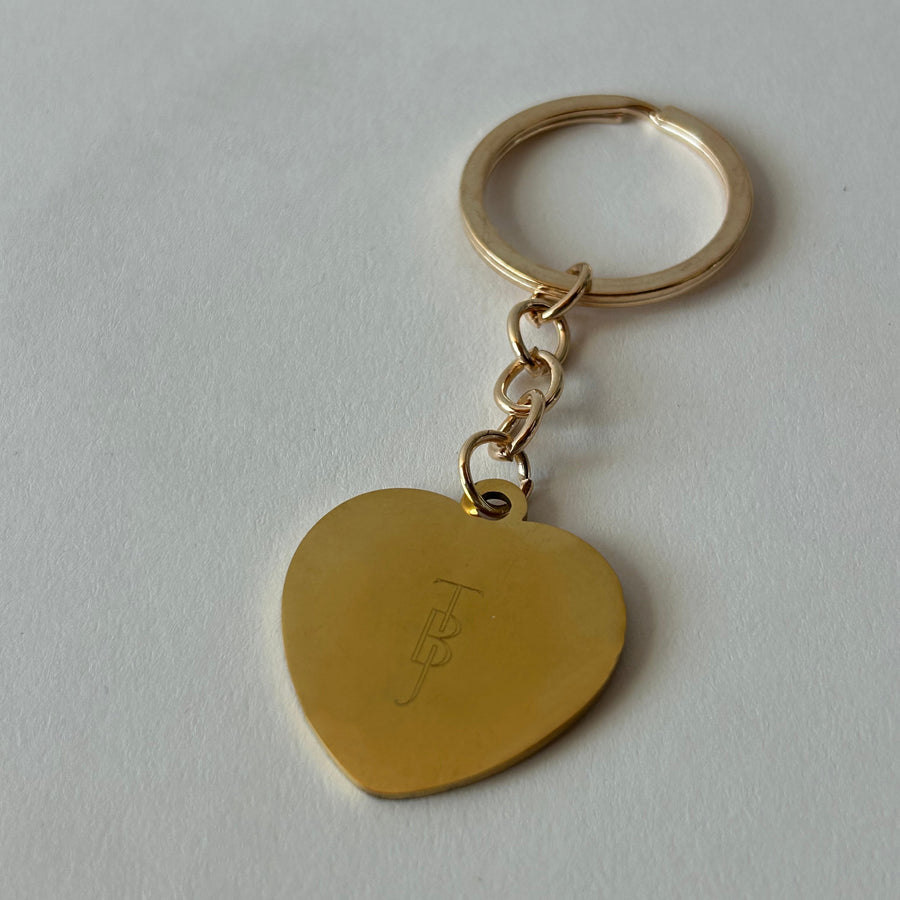 Gold Engraved Heart Keychain - Truly Blessed Jewels